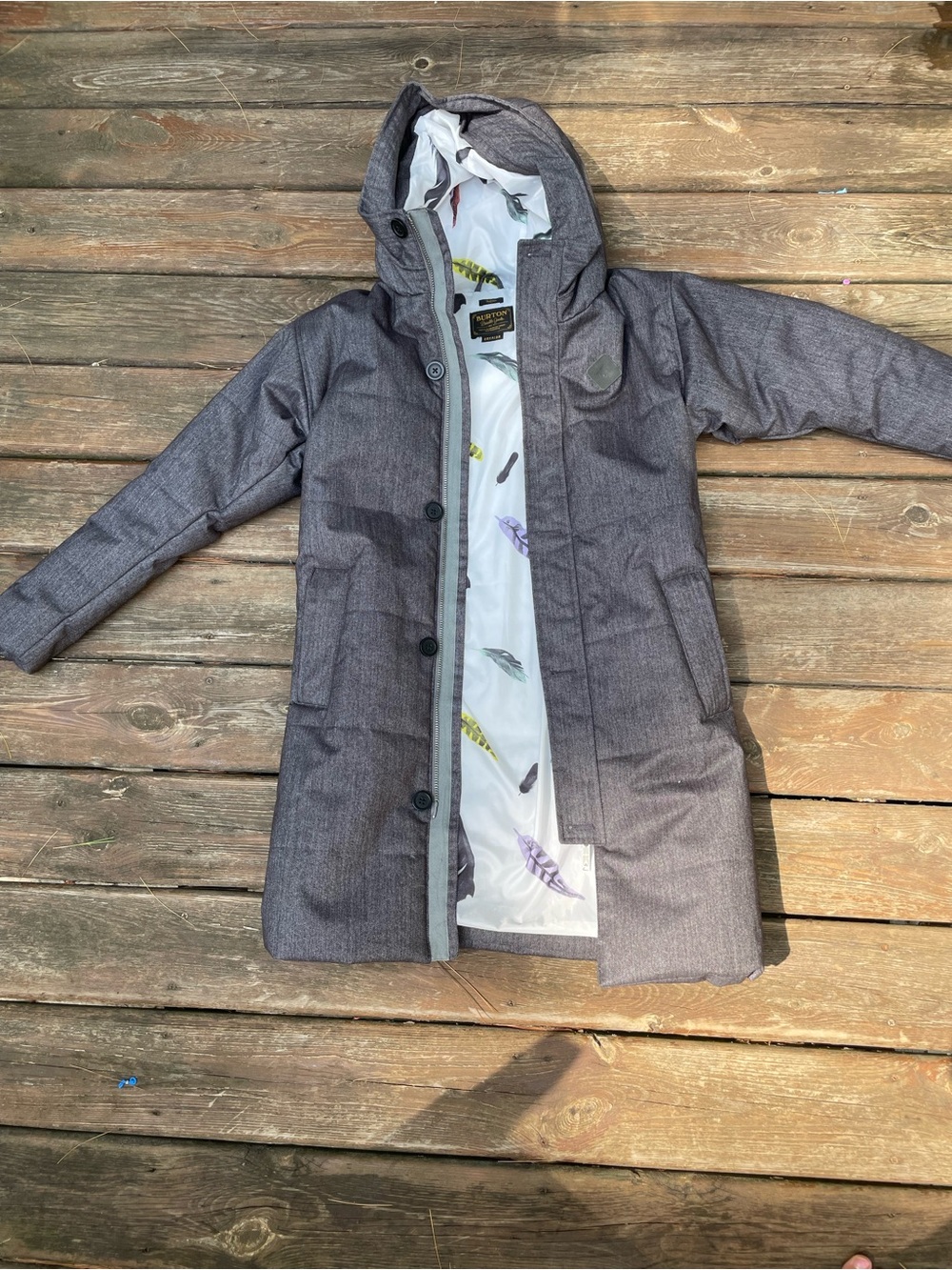 Burton Long Hooded Puffer Coat (zipper broken!)